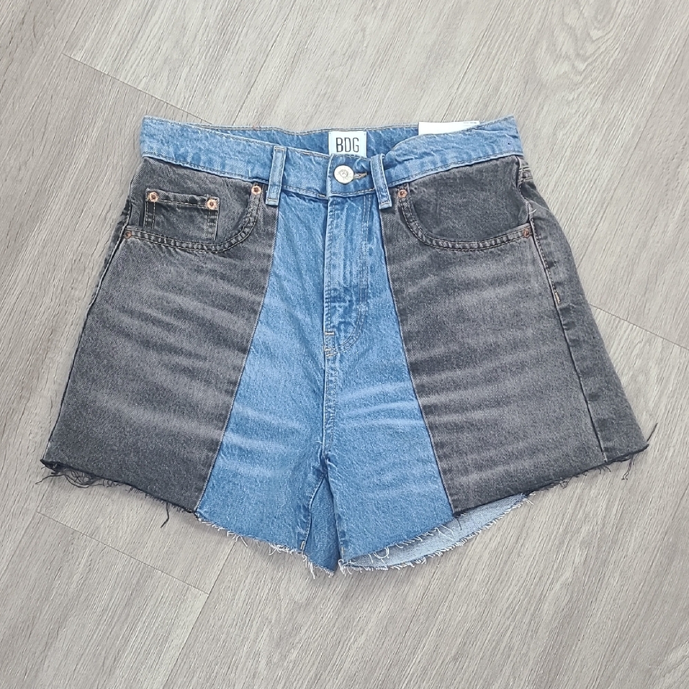 BDG Blue and Gray Jean Shorts High-Waisted Distressed
